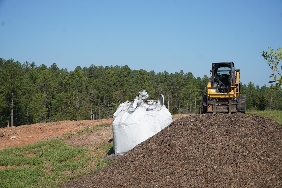 Using biochar in orchard planting with bulk compost